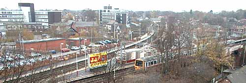 Cheadle Hulme station and junction of railway lines.