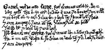 Gamel of Cedde (Domesday Book, 1086)